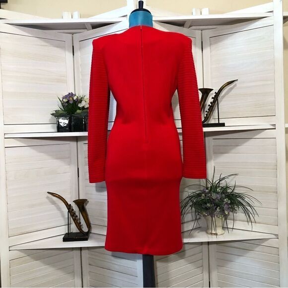 Vintage Red Knit Sweater Dress Size Medium 80s 90s - Picture 2 of 8